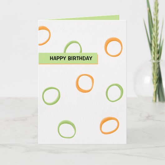Carte d'anniversaire peinte Retro Circles orange v (Devant)