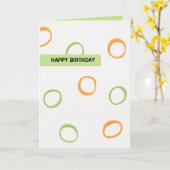 Carte d'anniversaire peinte Retro Circles orange v (Fleur jaune)