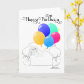 Carte d'anniversaire Pékinois (Fleur jaune)