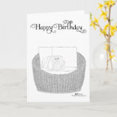 Carte d'anniversaire Pékinois (Fleur jaune)