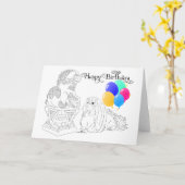 Carte d'anniversaire Pékinois (Fleur jaune)