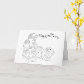 Carte d'anniversaire Pékinois (Fleur jaune)