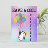 CARTE D'ANNIVERSAIRE PENGOUIN COOL (Debout devant)