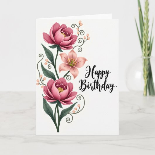 Carte d'anniversaire Peony Bloom (Devant)