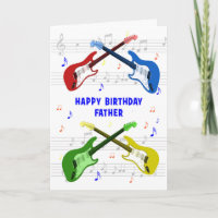 Carte d'anniversaire Père Guitare