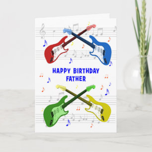 Carte d'anniversaire Père Guitare