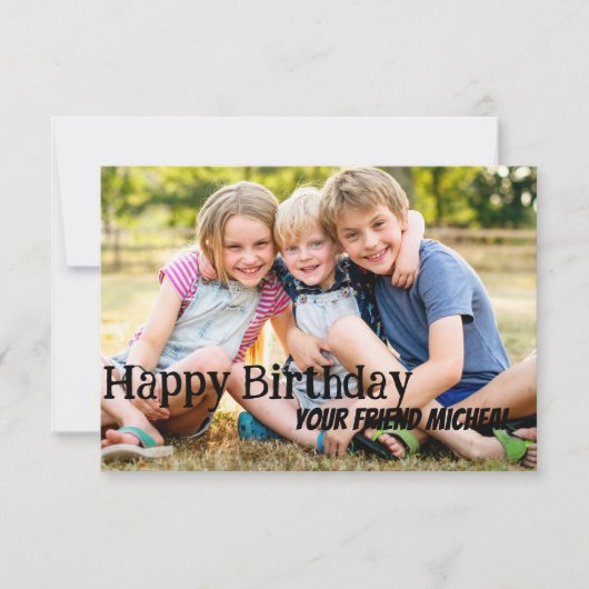 Carte d'anniversaire personnalisable 1 photo (Devant)