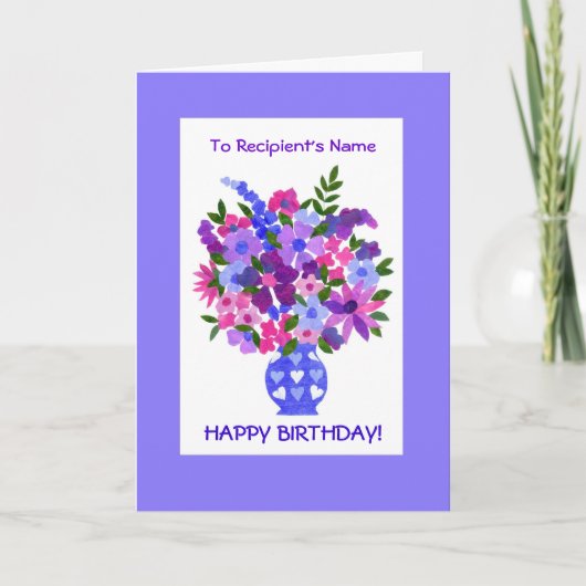 Carte d'anniversaire personnalisable - Bouquet (Devant)