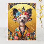 Carte d'anniversaire personnalisable - Chien de ra (Fleur jaune)