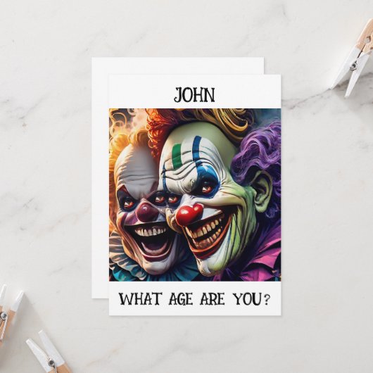 Carte d'anniversaire personnalisable Clowns Déplai (Devant/Arrière en situation)