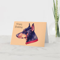Carte d'anniversaire personnalisable Doberman noir
