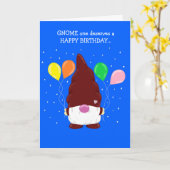 Carte d'anniversaire personnalisable Gnome (Fleur jaune)