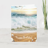 CARTE D'ANNIVERSAIRE PERSONNALISABLE JOUR PLAGE (Devant)