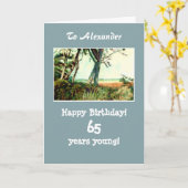 Carte d'anniversaire personnalisable - plage de la (Fleur jaune)
