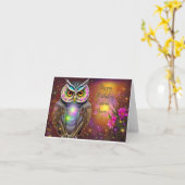 Carte d'anniversaire personnalisable pour le hibou (Fleur jaune)