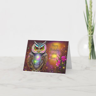 Carte d'anniversaire personnalisable pour le hibou