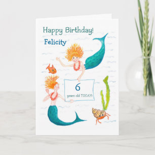 Carte d'anniversaire personnalisable - Sirènes