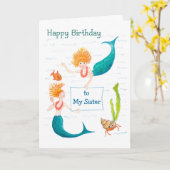 Carte d'anniversaire personnalisable - Sirènes (Fleur jaune)