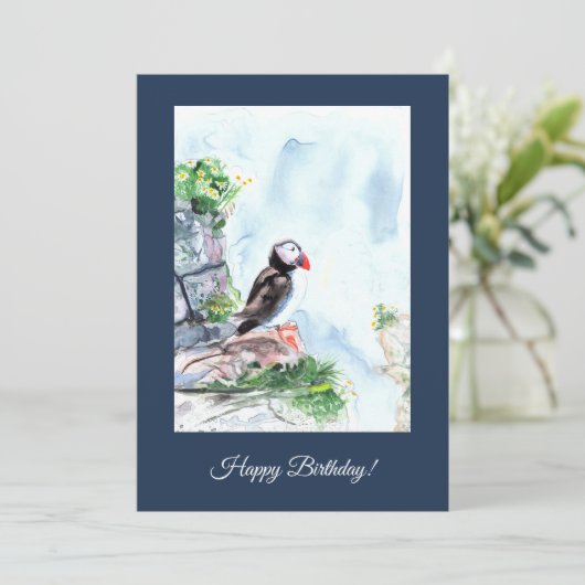 Carte d'anniversaire personnalisable Watercolor Pu (Debout devant)