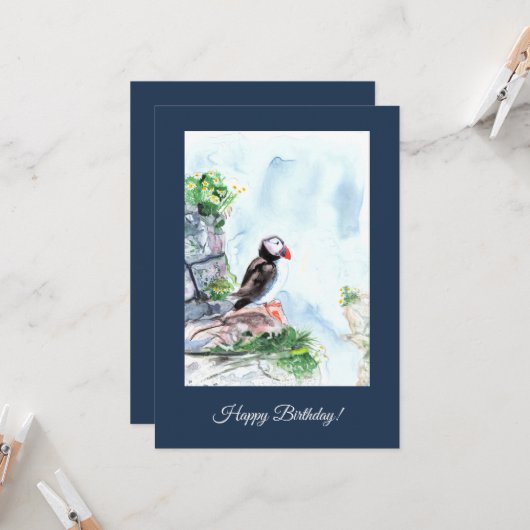 Carte d'anniversaire personnalisable Watercolor Pu (Devant/Arrière en situation)