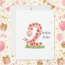 Carte d'anniversaire personnalisée 2 ans Lapin Ma