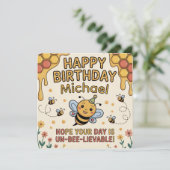 Carte d'anniversaire personnalisée abeille - Thème (Debout devant)