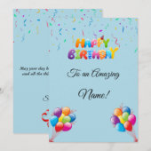 Carte d'anniversaire personnalisée avec ballons et (Devant / Derrière)