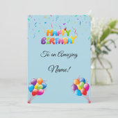 Carte d'anniversaire personnalisée avec ballons et (Debout devant)