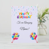Carte d'anniversaire personnalisée avec ballons et (Debout devant)