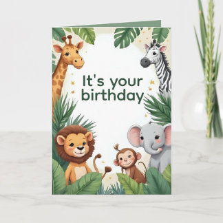 Carte d'anniversaire personnalisée avec des animau