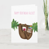 Carte d'anniversaire personnalisée avec un paresse (Devant)