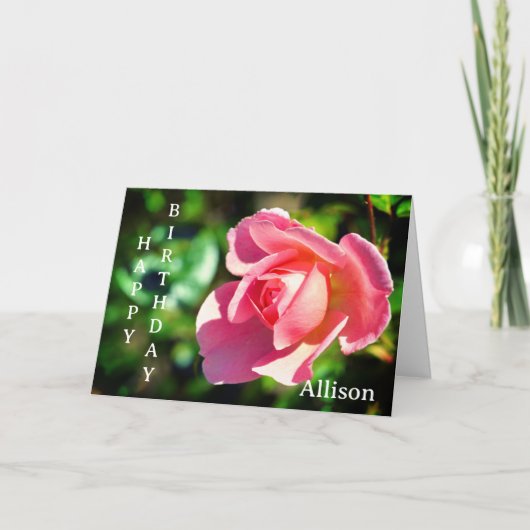 Carte d'anniversaire personnalisée avec une rose s (Devant)
