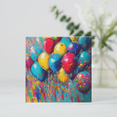 Carte d'anniversaire personnalisée | Ballons color (Debout devant)