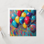 Carte d'anniversaire personnalisée | Ballons color (Devant/Arrière en situation)