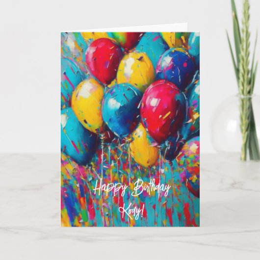 Carte d'anniversaire personnalisée | Ballons color (Devant)