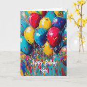 Carte d'anniversaire personnalisée | Ballons color (Fleur jaune)