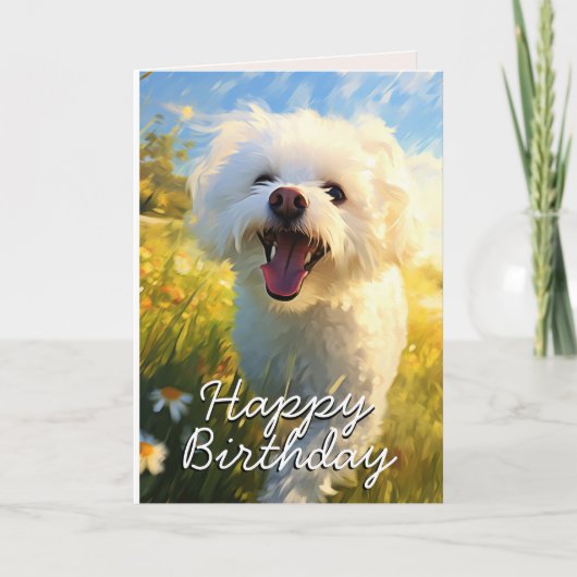 Carte d'anniversaire personnalisée Bichon Frise (Devant)