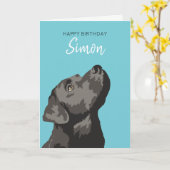 Carte d'anniversaire personnalisée Black Labrador (Fleur jaune)