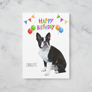 Carte d'anniversaire personnalisée Boston Terrier 
