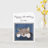 Carte d'anniversaire personnalisée - Chatons endor (Fleur jaune)