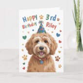Carte d'anniversaire personnalisée Chien mignon 3e (Devant)