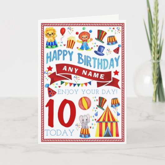 Carte d'anniversaire personnalisée Circus Clown (Devant)