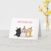 Carte d'anniversaire personnalisée Cute kittens (Fleur jaune)