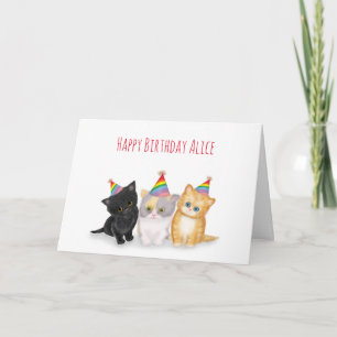 Carte d'anniversaire personnalisée Cute kittens