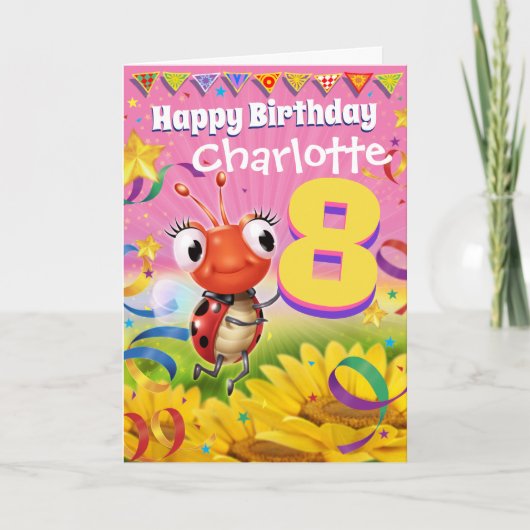 Carte d'anniversaire personnalisée de 8 ans Gamme  (Devant)
