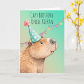 Carte d'anniversaire personnalisée de capybara (Fleur jaune)