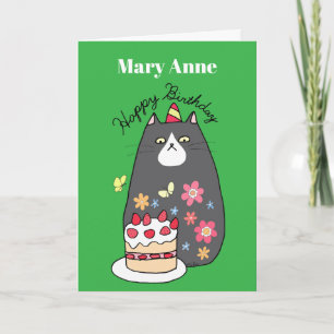 Carte d'anniversaire personnalisée de chat drôle d