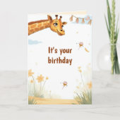 Carte d'anniversaire personnalisée de girafe migno (Devant)