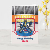 Carte d'anniversaire personnalisée de hockey sur g (Fleur jaune)