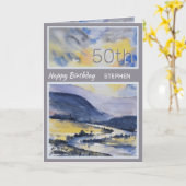 Carte d'anniversaire personnalisée de la 50e monta (Fleur jaune)